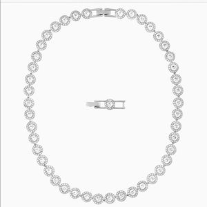 Swarovski necklace, white, rhodium plated
